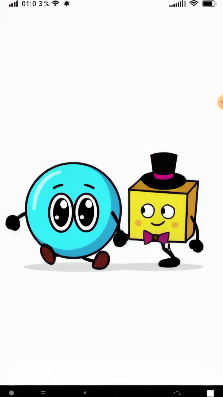 Adventures of a Blue Circle and Yellow Cube Cartoon Characters