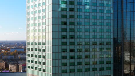 intercontinental hotel, varso tower, buildings facade, aerial parallax