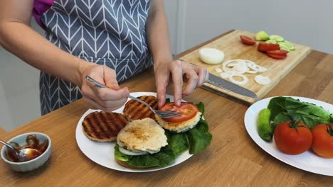 preparing a delicious homemade burger