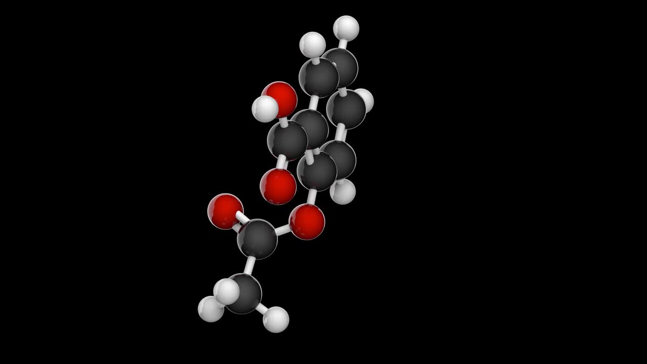 c9h8o4 아스피린 3d 렌더링 rgb + 알파 (투명한) 채널