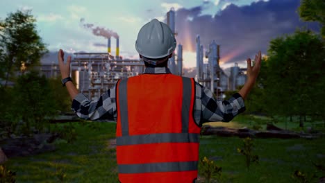 engineer observing industrial plant