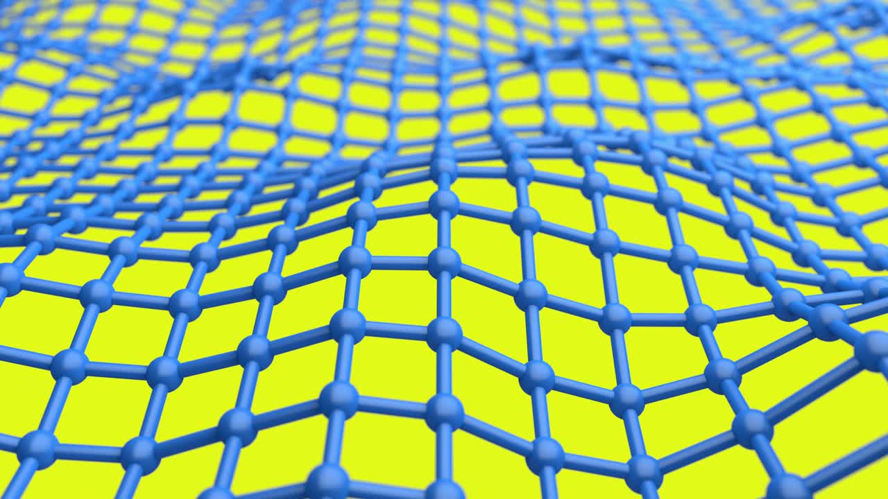 estructura atómica geométrica molecular superficie azul y amarilla