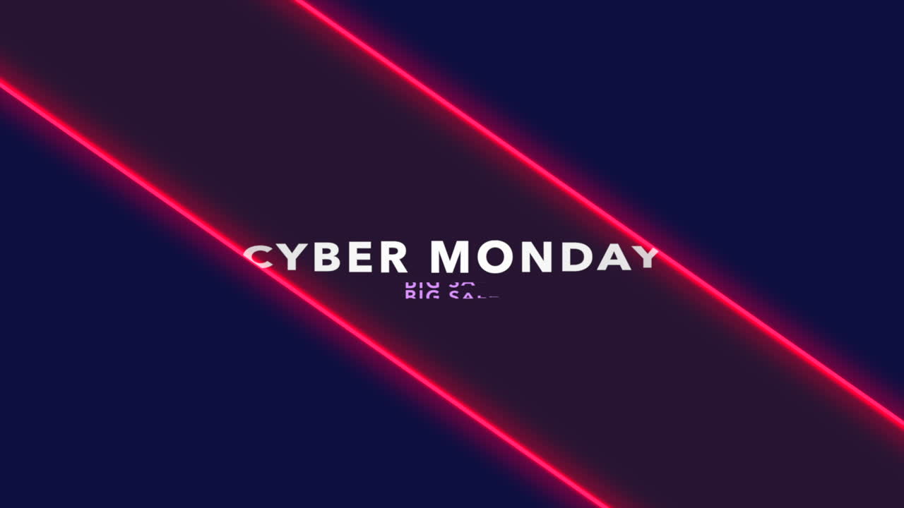 Cyber Monday with red lines on blue gradient pattern