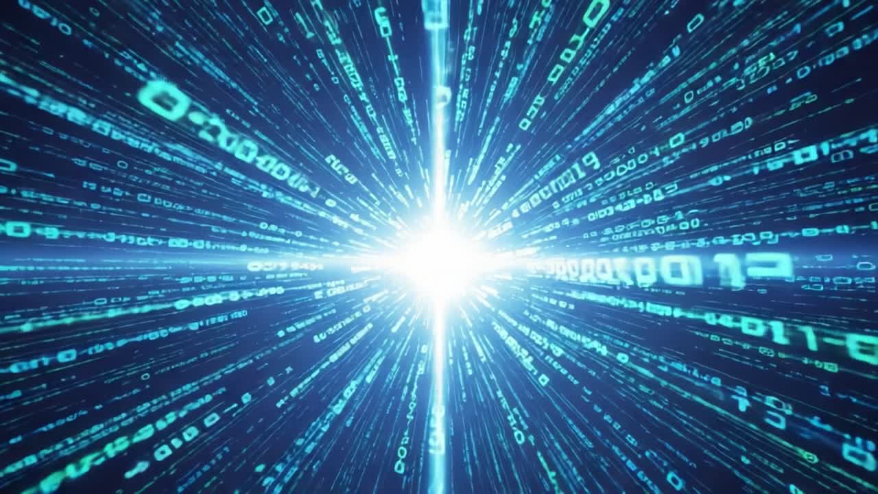 A Dynamic Representation of Data Flow: Visualizing Streams of Binary Code Radiating from a Central Point of Light