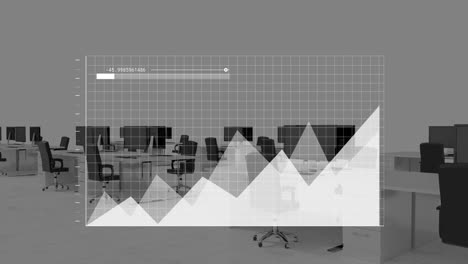 animation of statistical data processing against empty office