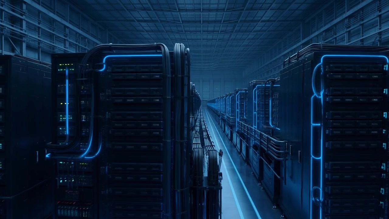 Rows of Server Racks in a Modern Data Center