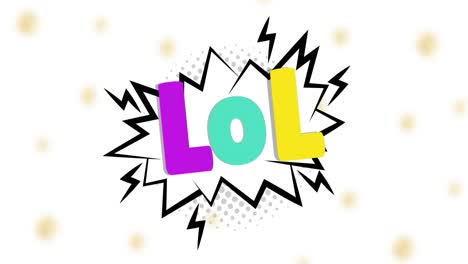 animación del texto lol sobre fondo blanco