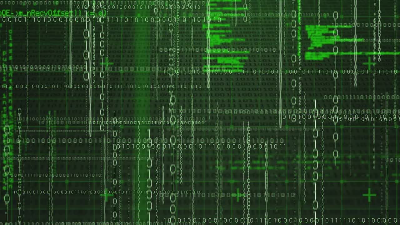 animación del procesamiento de datos sobre un fondo negro