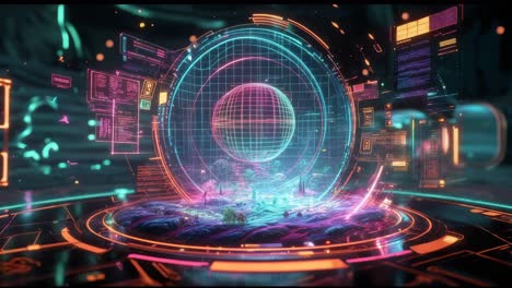 futuristic digital hologram display