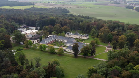 chateau bon repos, a magical wedding venue located near prague, czech republic, wide angle aerial orbit