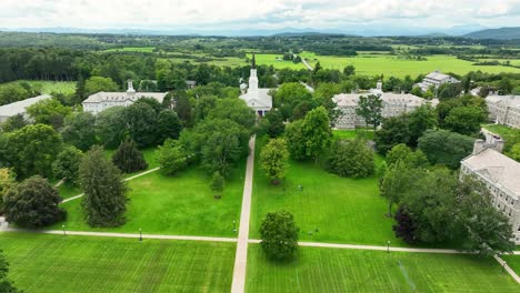 high and still aerial showing the buildings and sidewalks