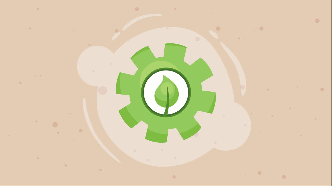 animación verde de engranajes ecológicos