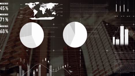 Animation-Der-Statistischen-Datenverarbeitung-über-Ein-Gitternetz-Vor-Hohen-Gebäuden