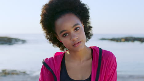 Portrait-of-black-woman,-runner