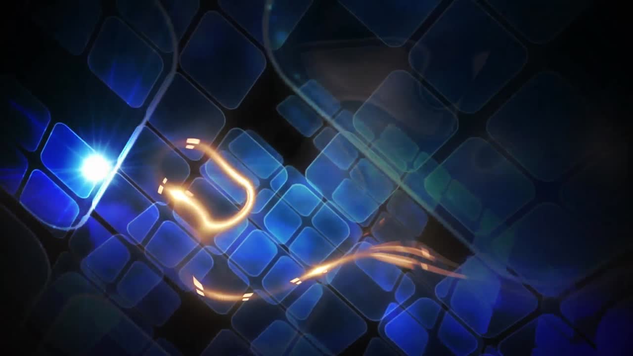 Animation of glowing connections moving over screens