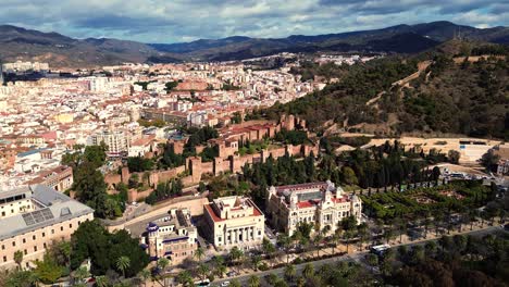 Malaga-Alcazaba-medieval-castle-palace-aerial-drone-Spain-spanish-landscape-nature