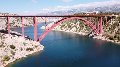 Maslenica-Bridge-at-Zadar,-Croatia---Aerial-Drone-View