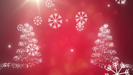 Animation-of-snow-falling-over-christmas-trees