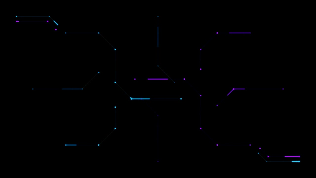 Abstract Digital Circuit Board Animation with Glowing Neon Lines