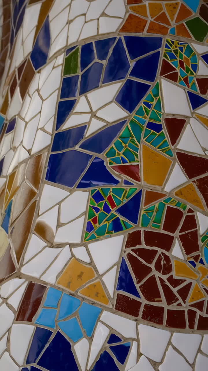 Park Güell, Barcelona: Autumn View and Mosaic Details