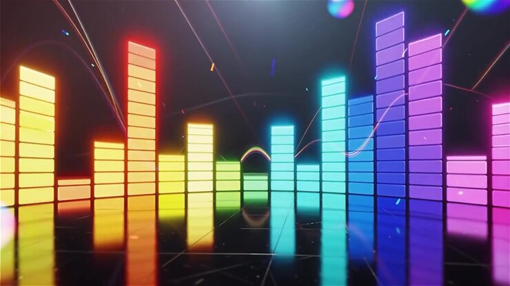 Futuristic Rainbow Neon Music Equalizer Visualizer Background