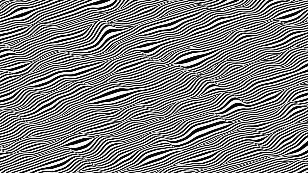 las rayas blancas y negras ondulan la superficie. animación de bucle de fondo isométrico moderno. renderización 3d.