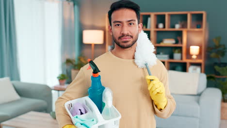 portrait of a man getting ready to clean his house