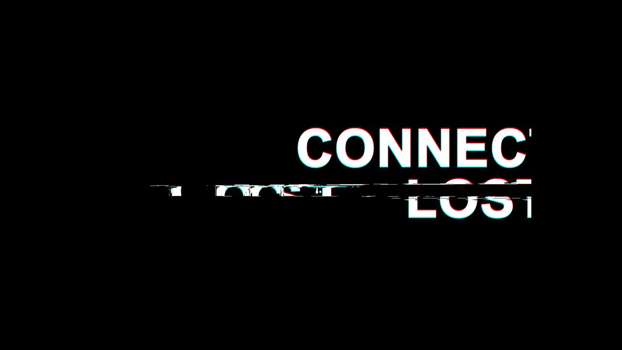 Connection Lost Glitch Effect Text Digital TV Distortion 4K Loop Animation