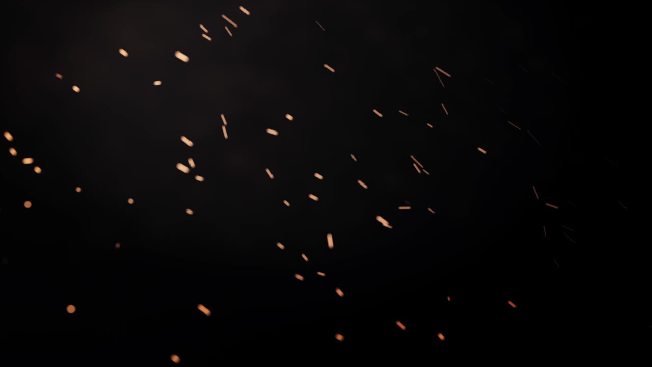 chispas de fuego voladoras con humo, animación abstracta de partículas voladoras con borrón de movimiento