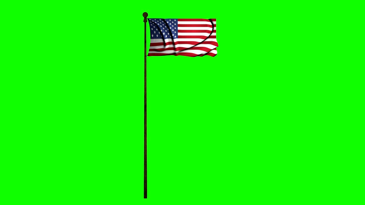 bandera de los ee.uu. agitando pantalla verde animación de los estados unidos