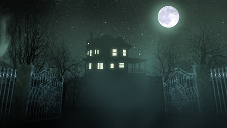 Mystischer-Horrorhintergrund-Mit-Haus-und-Mond