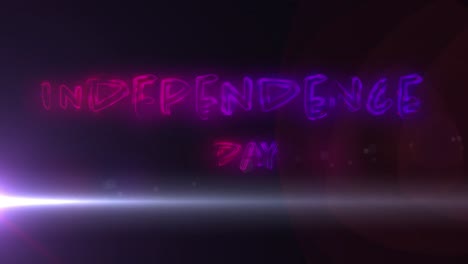 Animation-Des-Unabhängigkeitstages-In-Neonbuchstaben-Auf-Schwarzem-Hintergrund