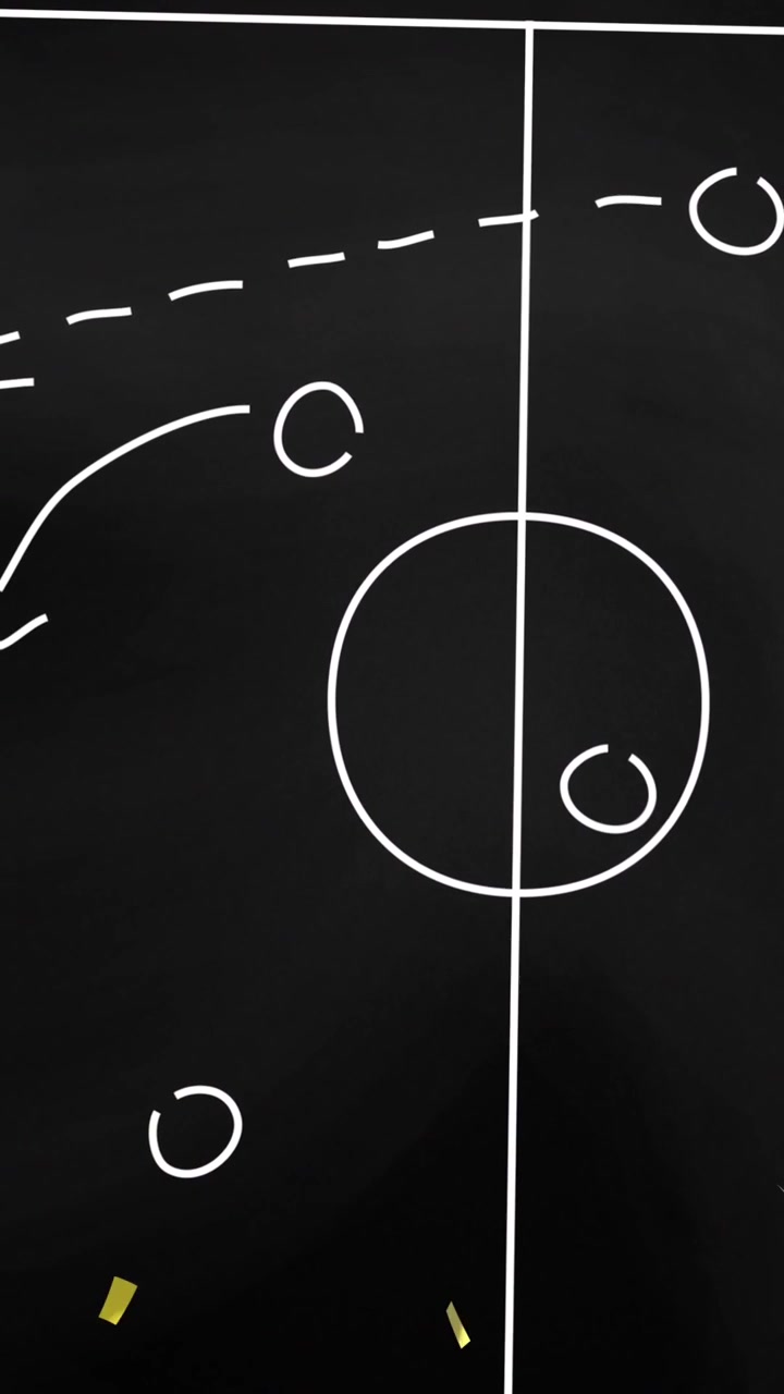 Animation of confetti falling and sports tactics on basketball court background