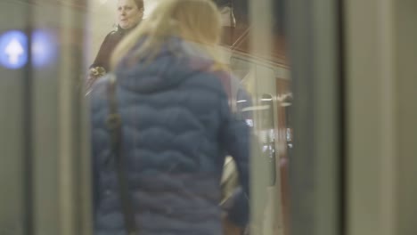 people reflected in a moving train window