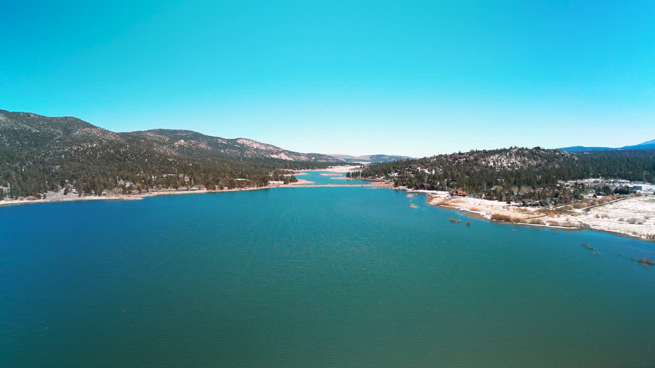 Big Bear Lake At Daytime In California, USA - Drone Shot