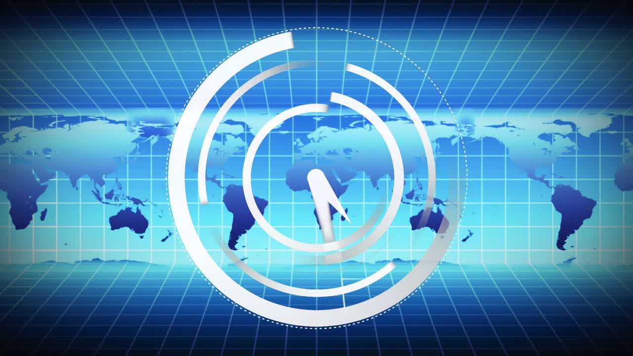 빠르게 움직이는 시계 와 세계 지도