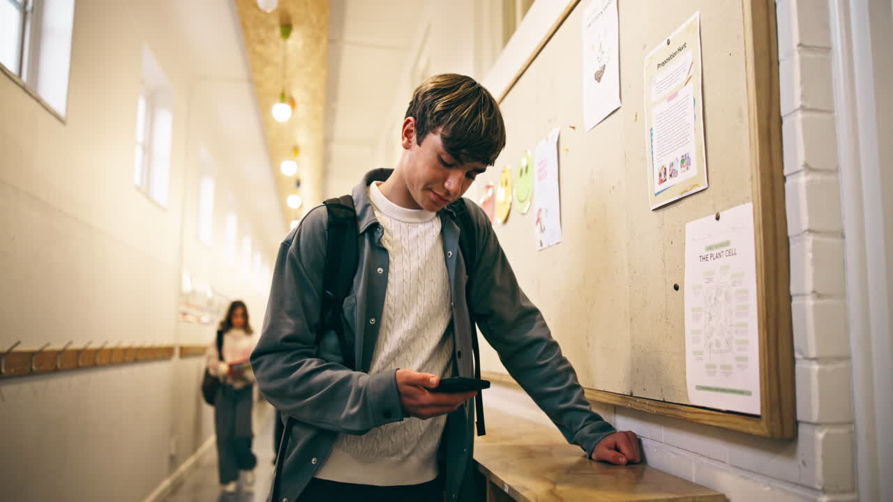 Students in a school hallway