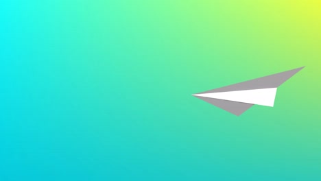 animation of paper plane moving on colourful background