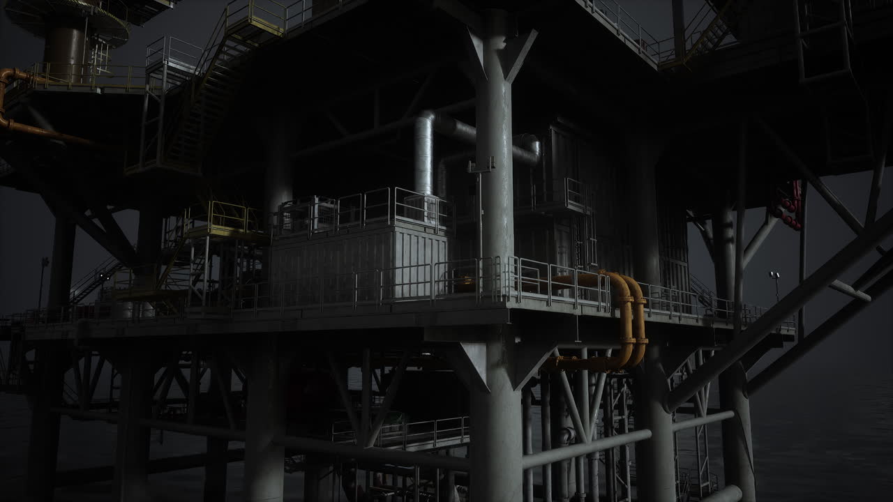 нефтяная платформа ночью