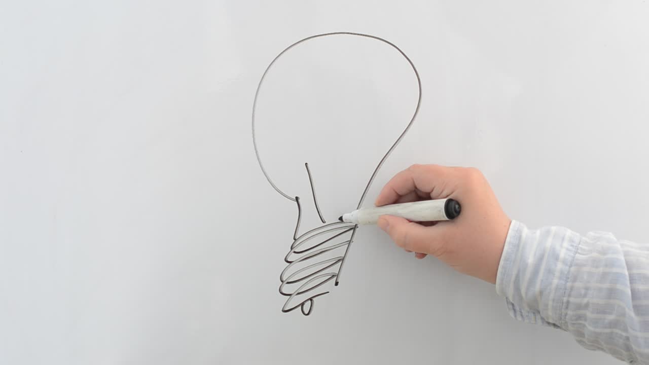 Electric lamp on a board. We draw a marker