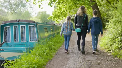 family walk along canal