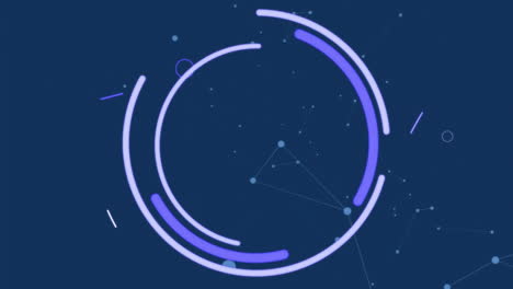 animación de formas a través de una red de conexiones sobre un fondo azul.