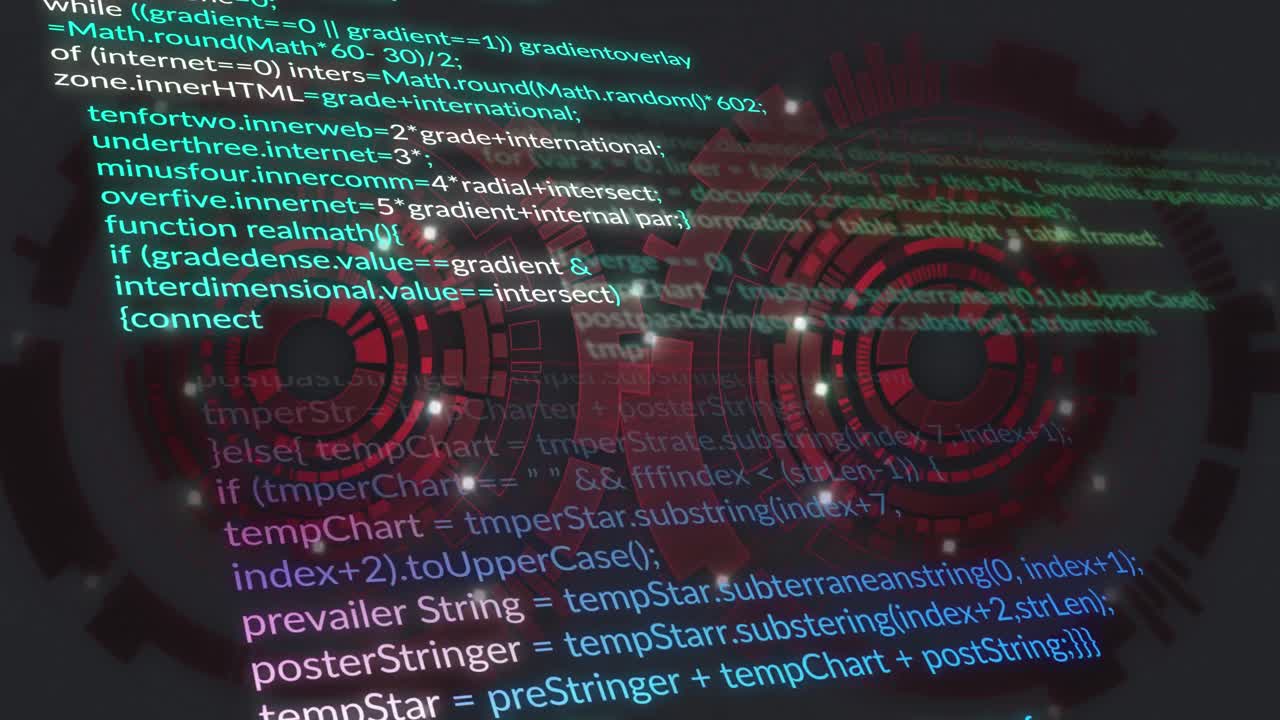 Animation of scope scanning and data processing on black background