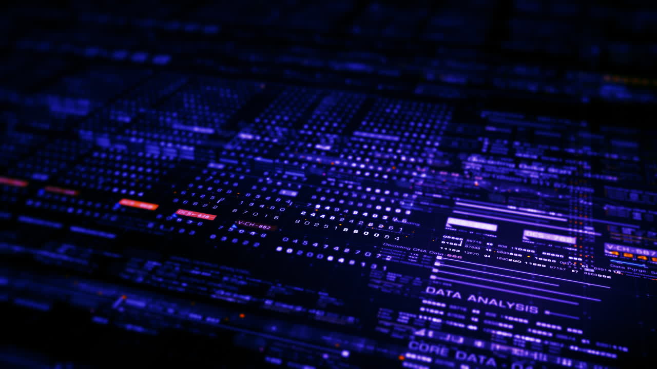 Advanced data matrix simulation UI with cutting-edge digital environment with a dynamic and immersive display of interconnected data matrix information networks systems background