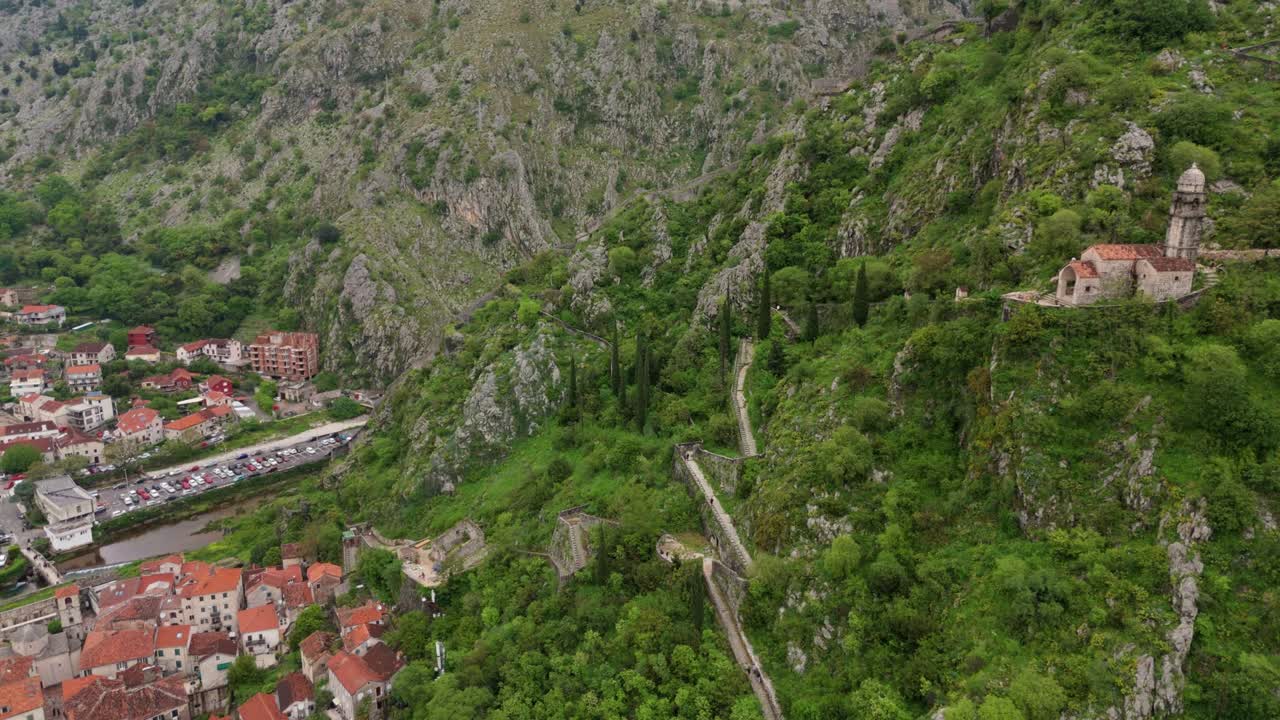 Serene Spring Landscape with Church in the Mountains of Kotor, Montenegro
