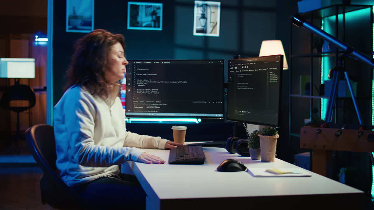 Tired woman hurting from too much stress accumulated while coding