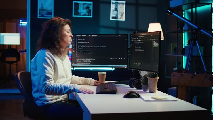 Tired woman hurting from too much stress accumulated while coding