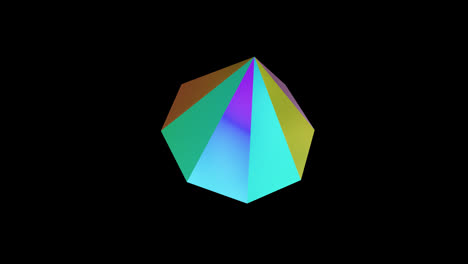 animation of 3d multicoloured shape over black background