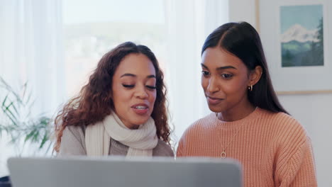 conversation, laptop and girl friends