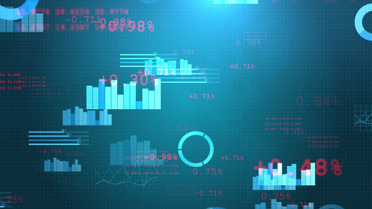 4k 3d futuristic big data infographic background animation charts floating circuits charts digits
